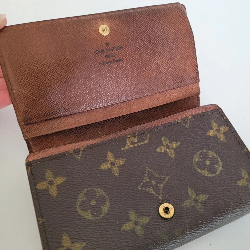 Louis Vuitton Monogram Canvas Bifold Wallet Brown Leather CA0928 Made in Spain